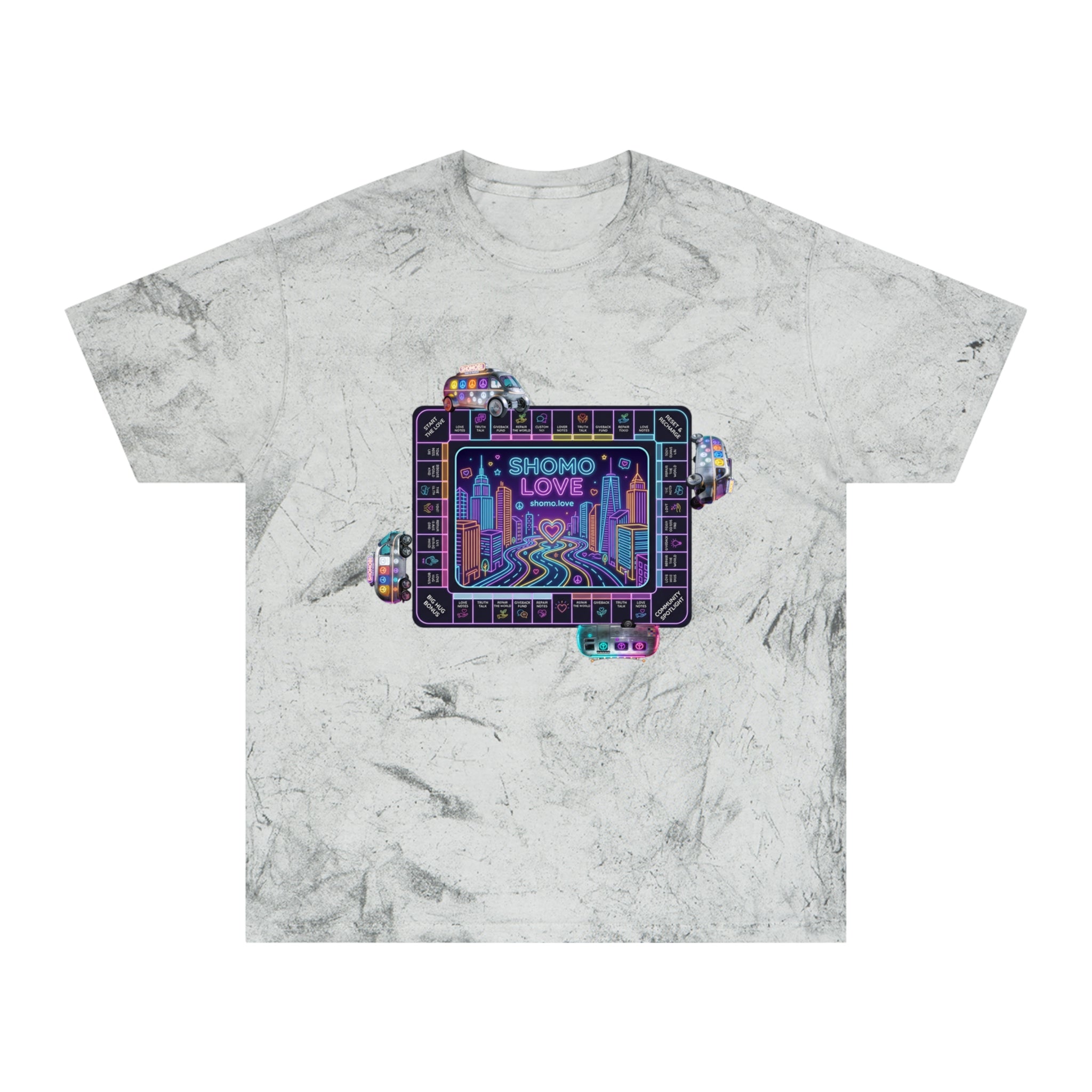 SHOMO.LOVE' Tie-Dyed Graphic Tee — Retro Pastel Logo T-Shirt