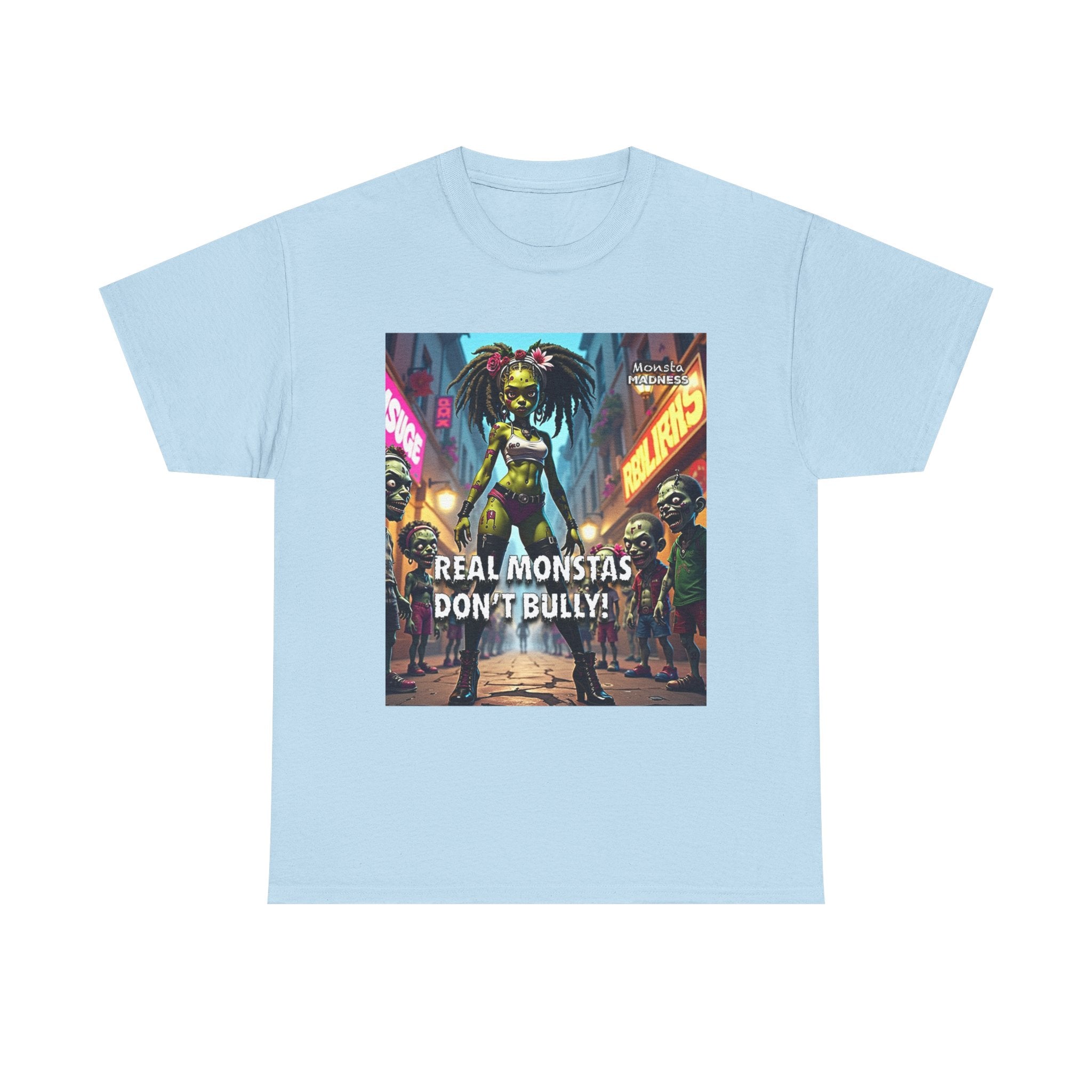 Monsta Madness Real Monstas Dont Bully Unisex Heavy Cotton Tee