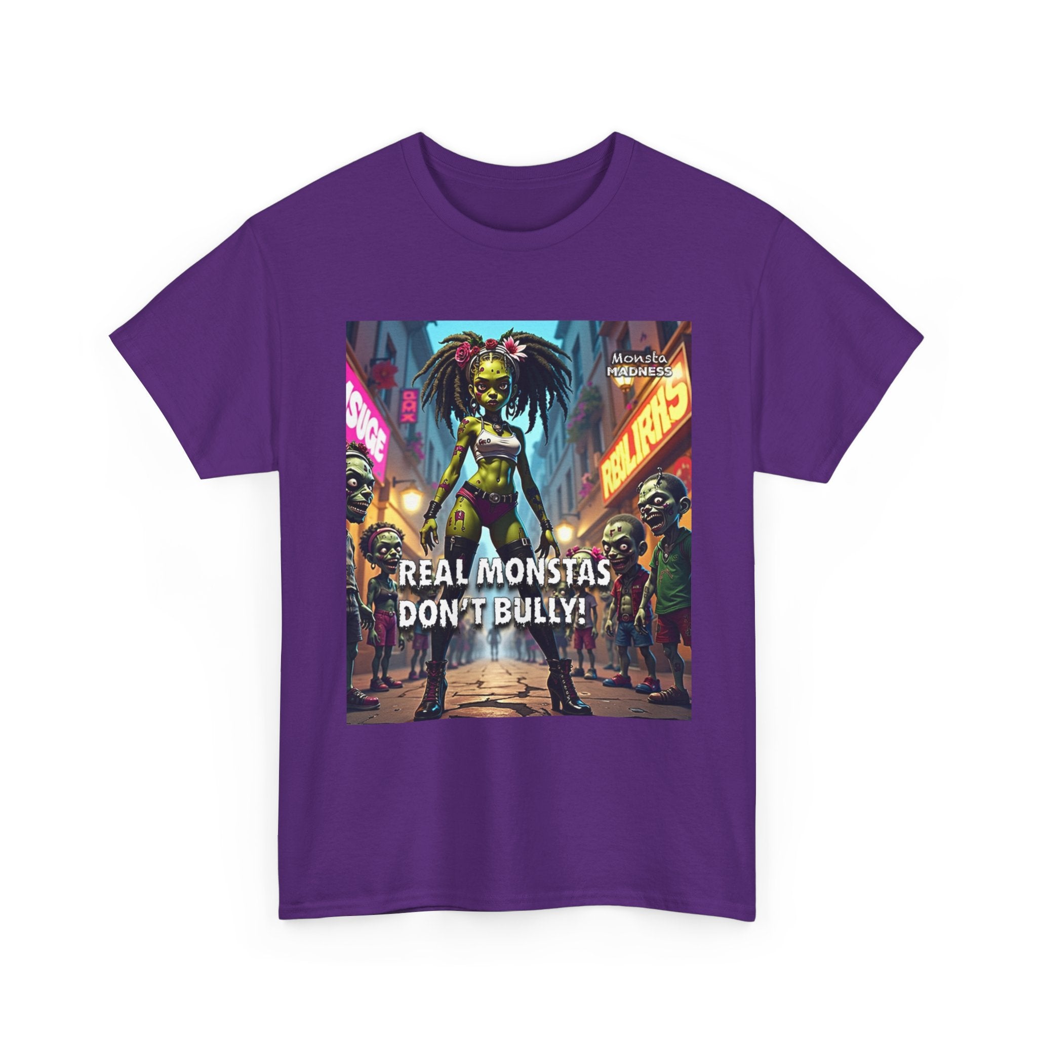 Monsta Madness Real Monstas Dont Bully Unisex Heavy Cotton Tee