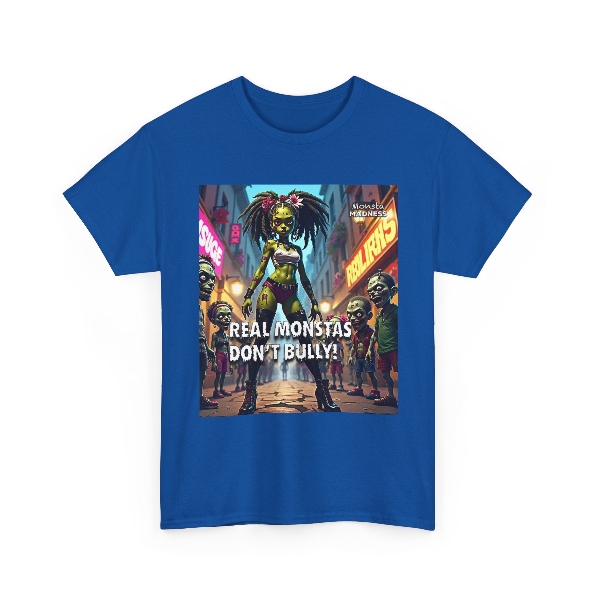 Monsta Madness Real Monstas Dont Bully Unisex Heavy Cotton Tee
