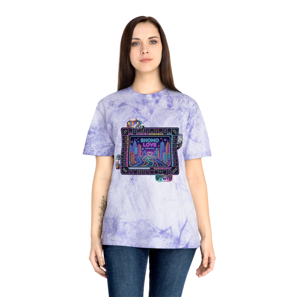 SHOMO.LOVE' Tie-Dyed Graphic Tee — Retro Pastel Logo T-Shirt
