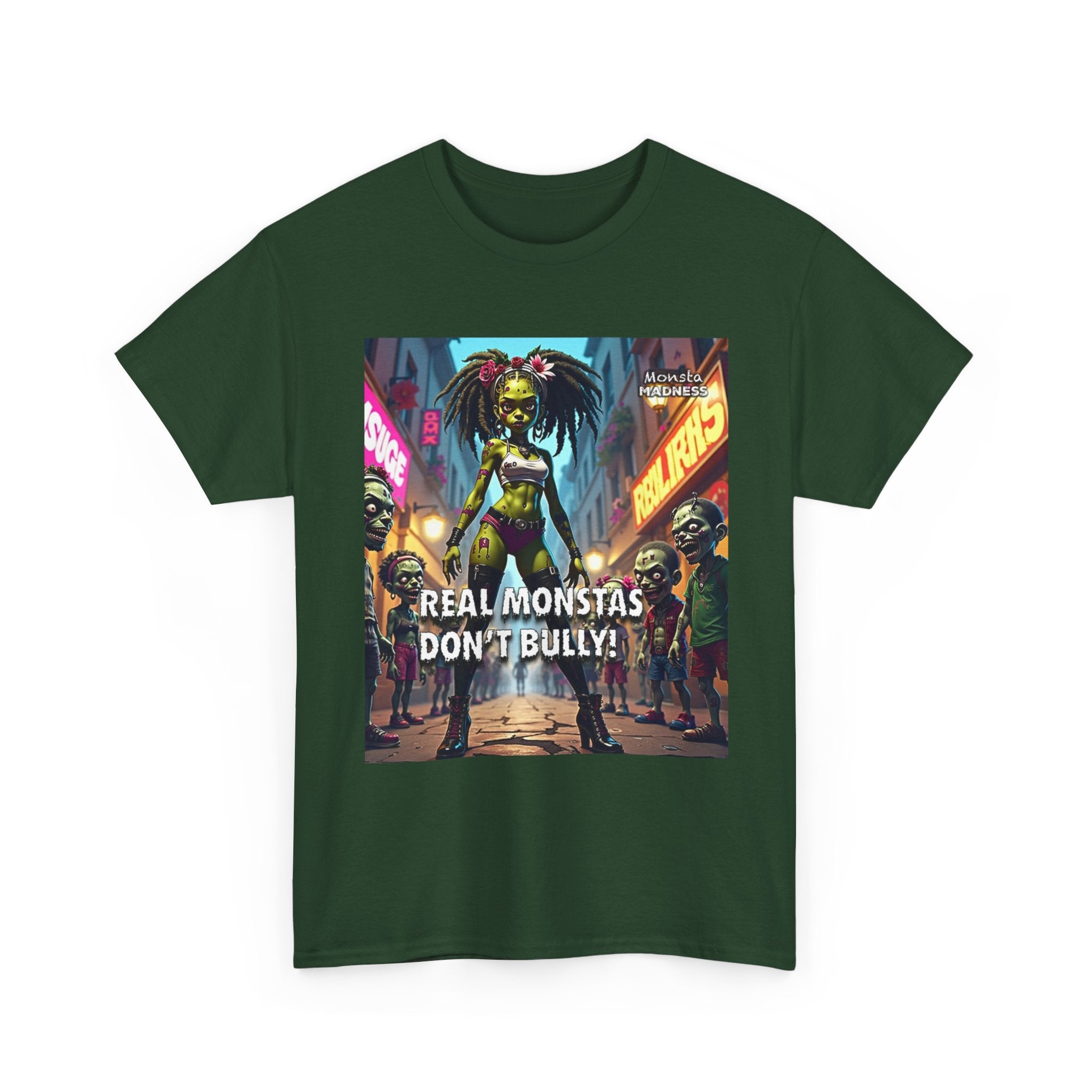Monsta Madness Real Monstas Dont Bully Unisex Heavy Cotton Tee