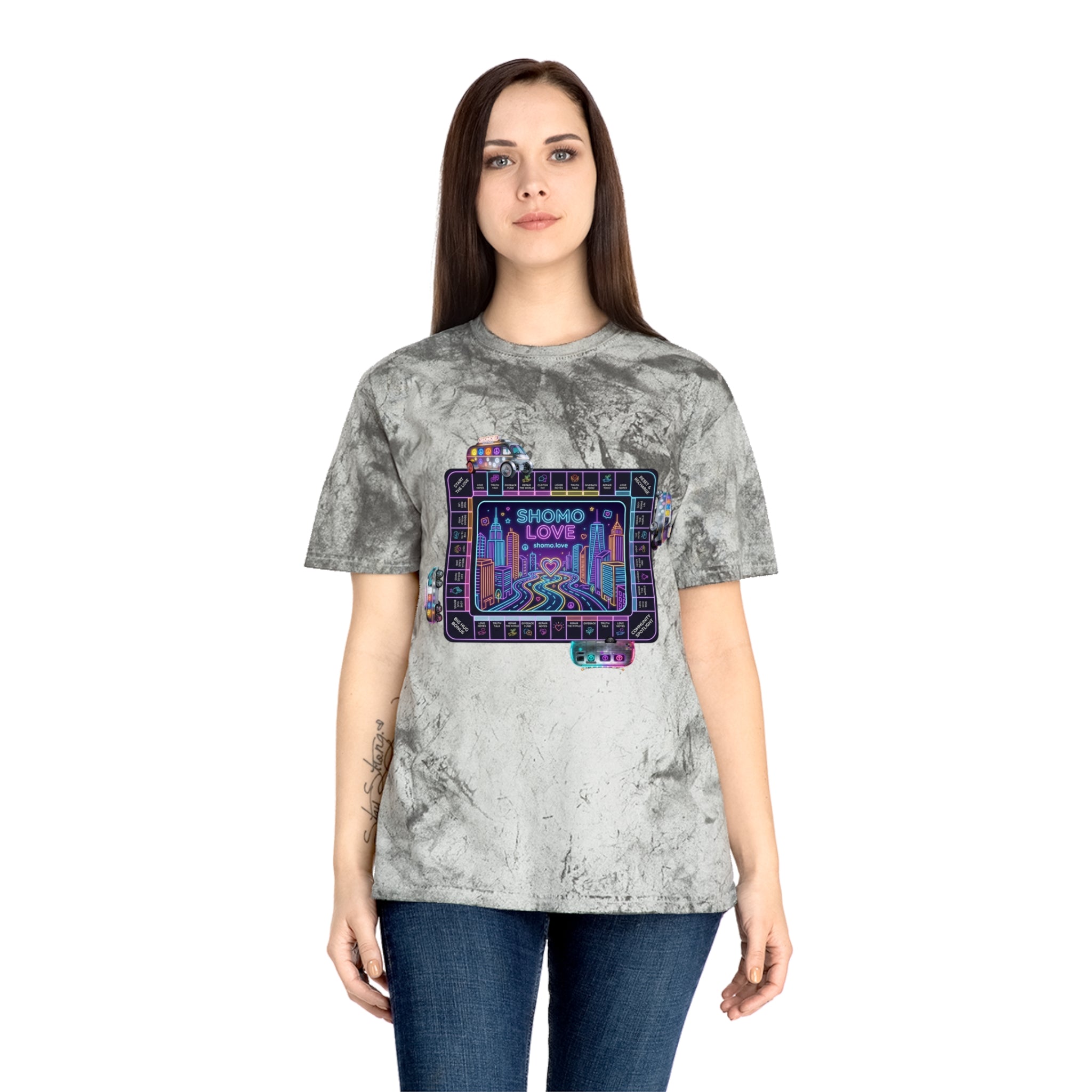 SHOMO.LOVE' Tie-Dyed Graphic Tee — Retro Pastel Logo T-Shirt