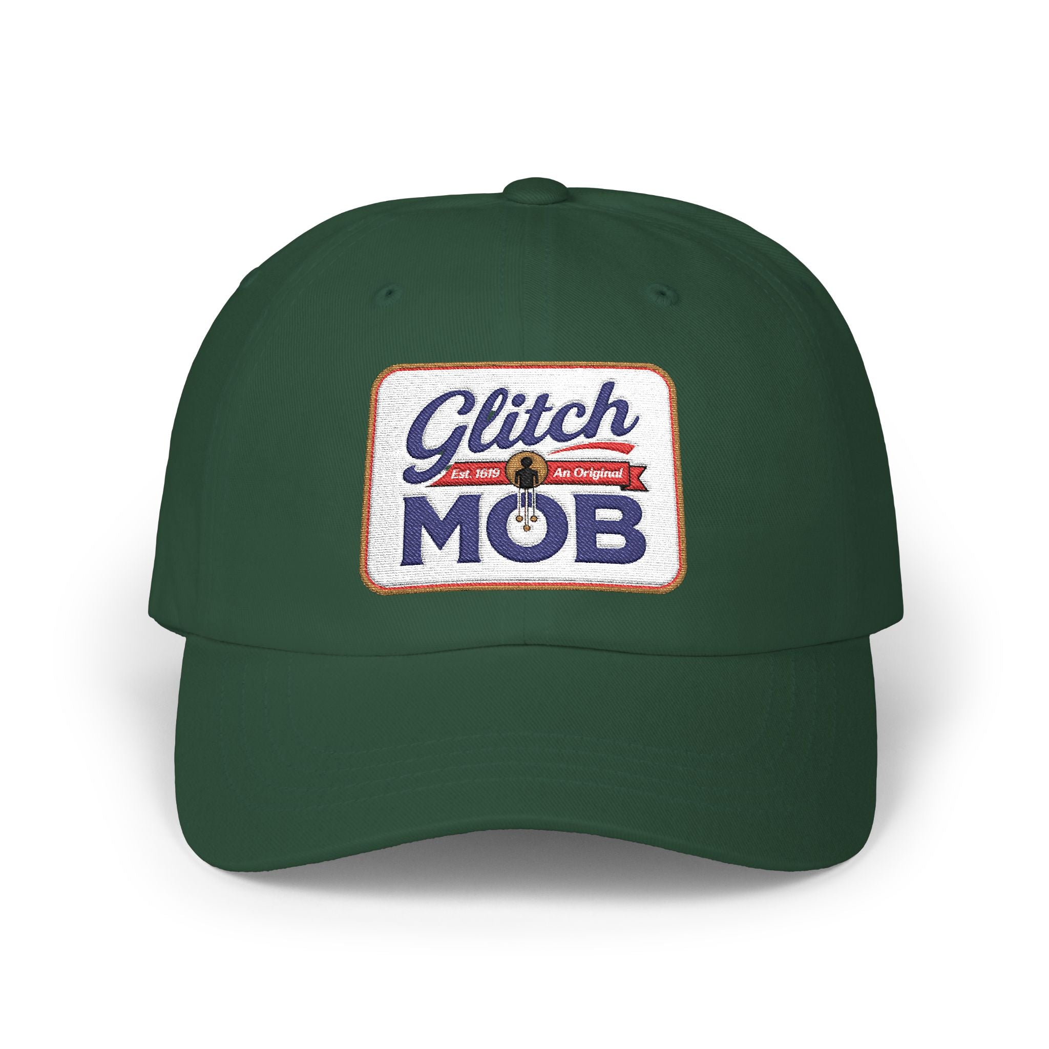 Glitch Mob Embroidered Classic Dad Cap — White Logo Baseball Hat