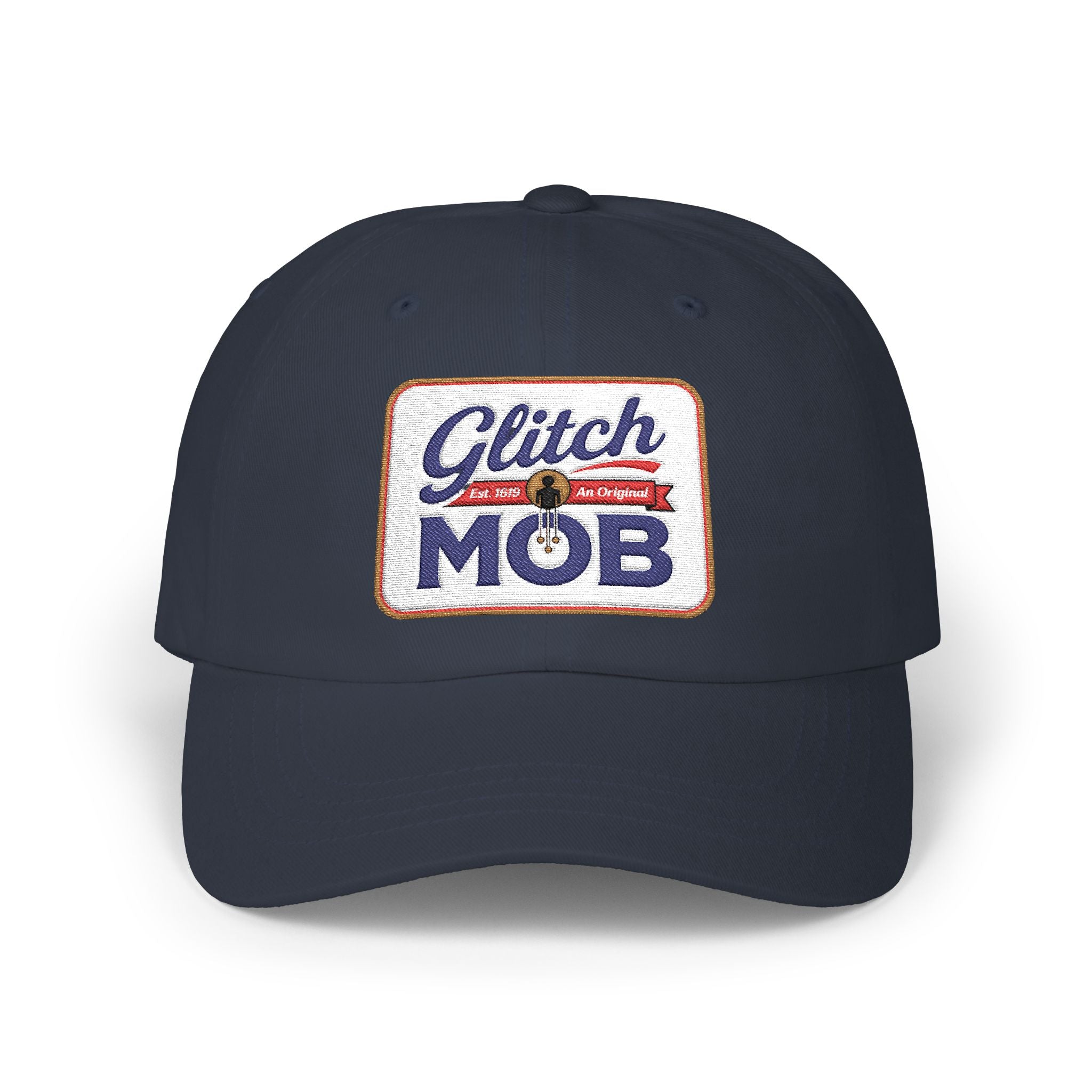 Glitch Mob Embroidered Classic Dad Cap — White Logo Baseball Hat